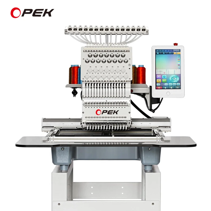 OPEK Single Head Embroidery Machine Computerized High Speed Automatic Home Use Cap T Shirt Hat Flat Computer Embroidery Machine