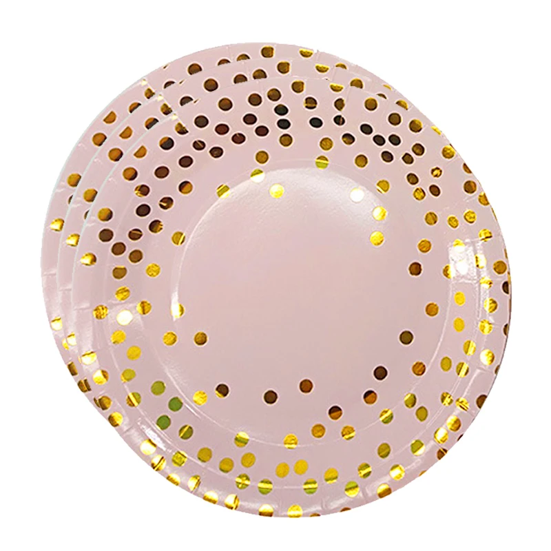 Disposable Pink Round Paper Plates & Bowls Paper Plates For Wedding 100