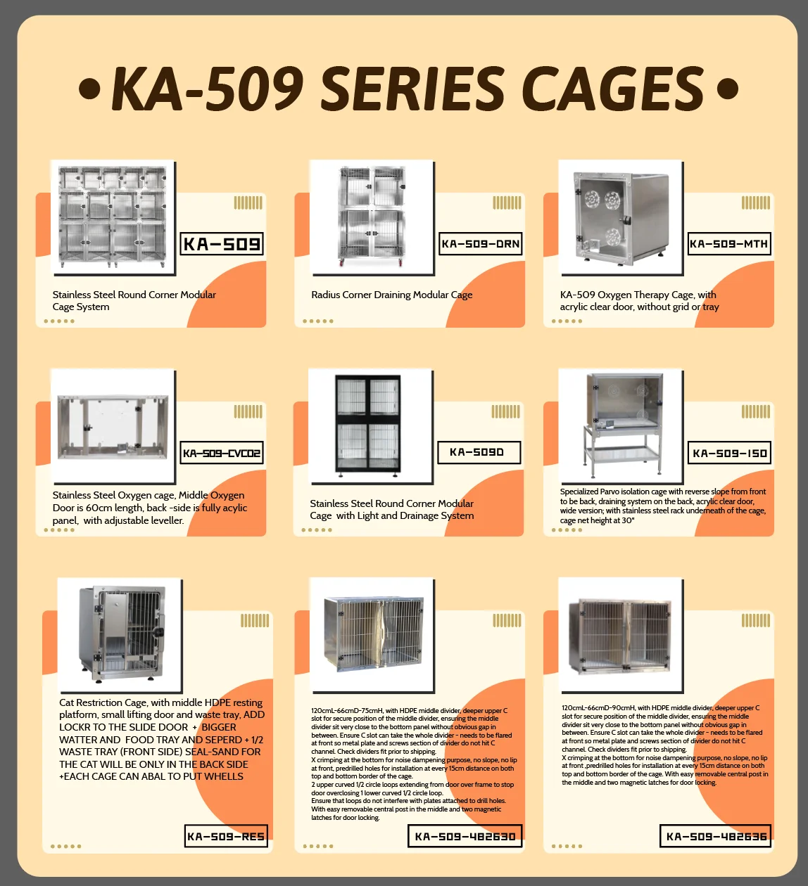 Veterinary Dog Cage Heavy Duty Glass Kennel Stainless Steiless Steel