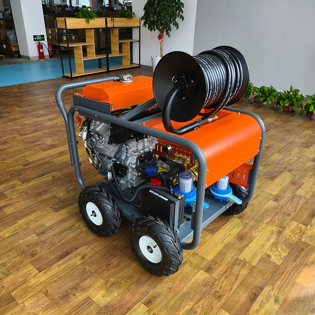 Diesel high pressure water jet sewer pipe cleaning machine, 17Mpa 70lpm 30HP automatic drainage cleaning machine