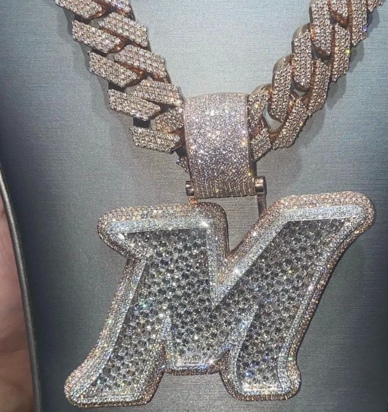 High Quality Vvs Moissanite Iced Out Full Diamonds Letter Initial Name