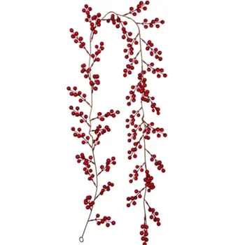 Artificial Red Berry Garland for Front Door Christmas Berries Vine Foam Berry for Valentine Holiday Party Wall Window Decoration