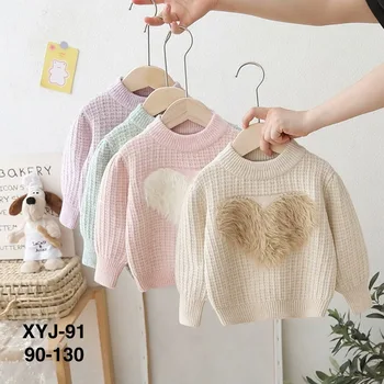 2024 Autumn and Winter new big love pullover for girls