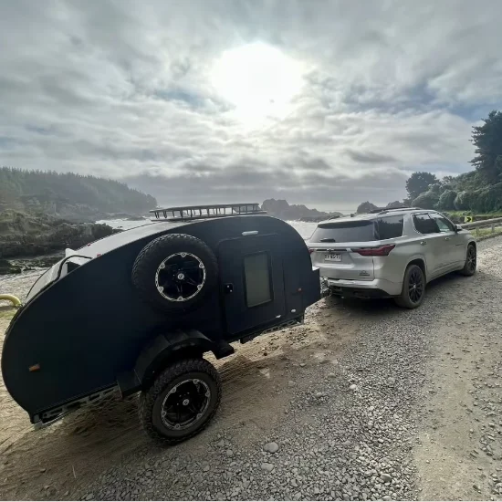 2024 Custom Small Offroad Teardrop Camper Trailer RV Caravan Australian Travel Trailer with Tent Kitchen for Outdoor Camping