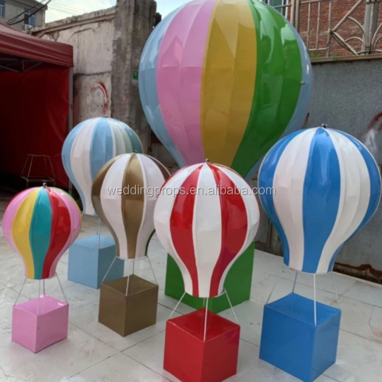 New Design Colorful Large Metal Resin Hot Air Balloon Statue for Park Outdoor Decoration