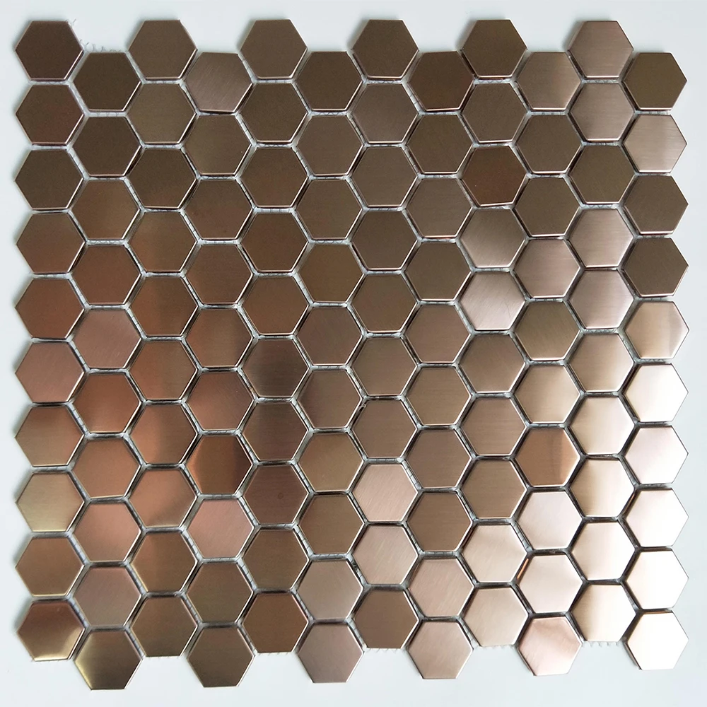 Hexagon Stainless Steel Mosaic Tile Bronze Copper Color Black