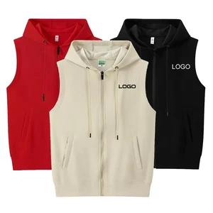 Custom Logo Hoodie Sleeveless Zipper Vest for Men Women Comppany Team Clothes Coat