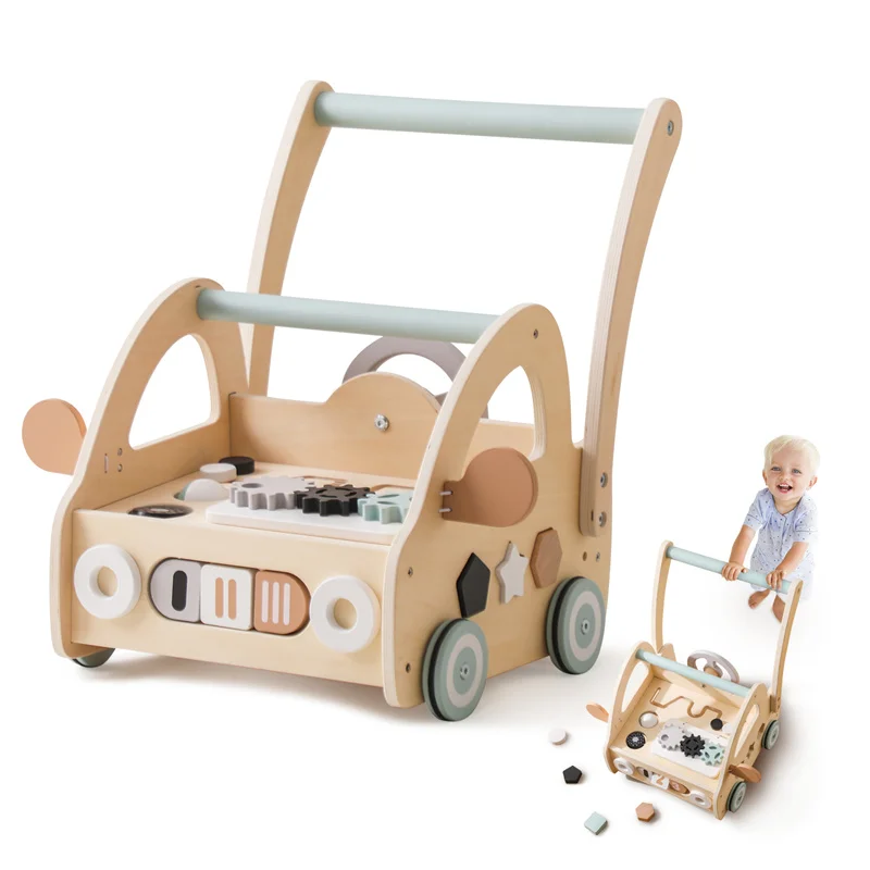Hot Selling Wooden Multi-Functional Activity Center Unisex Toddler Push Walker for 2-4 Years Old Baby Learning Toy