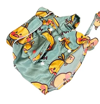 New Fashion Satin Shirt for Pets Hot Selling Yellow Duck Pajamas Cute and Stylish Clothing