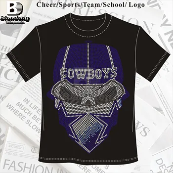 Promotional NFL Cowboys Rhinestone Transfer Design Custom logo Designs Colorful Bling Football Rhinestone Transfer for DIY Shirt