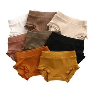 Hot Sale Toddler Summer Ribbed Cotton Solid Color Baby Knitted Shorts Bloomers