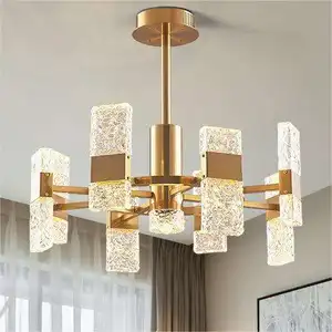 Nordic Pendant Light Hotel Living Room Bedroom Hanging Modern Brass Led Crystal Chandeliers