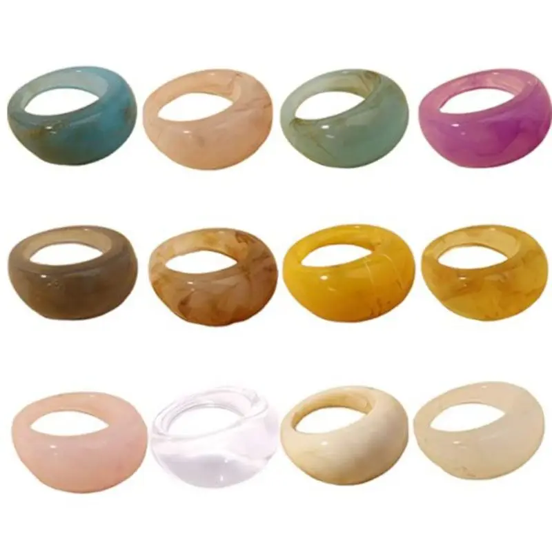 Wholesale Wholesale Spring Summer Y2k Chunky Resin Rings Fruit Resin rings  amber stackable clear resin ring For Women From m.