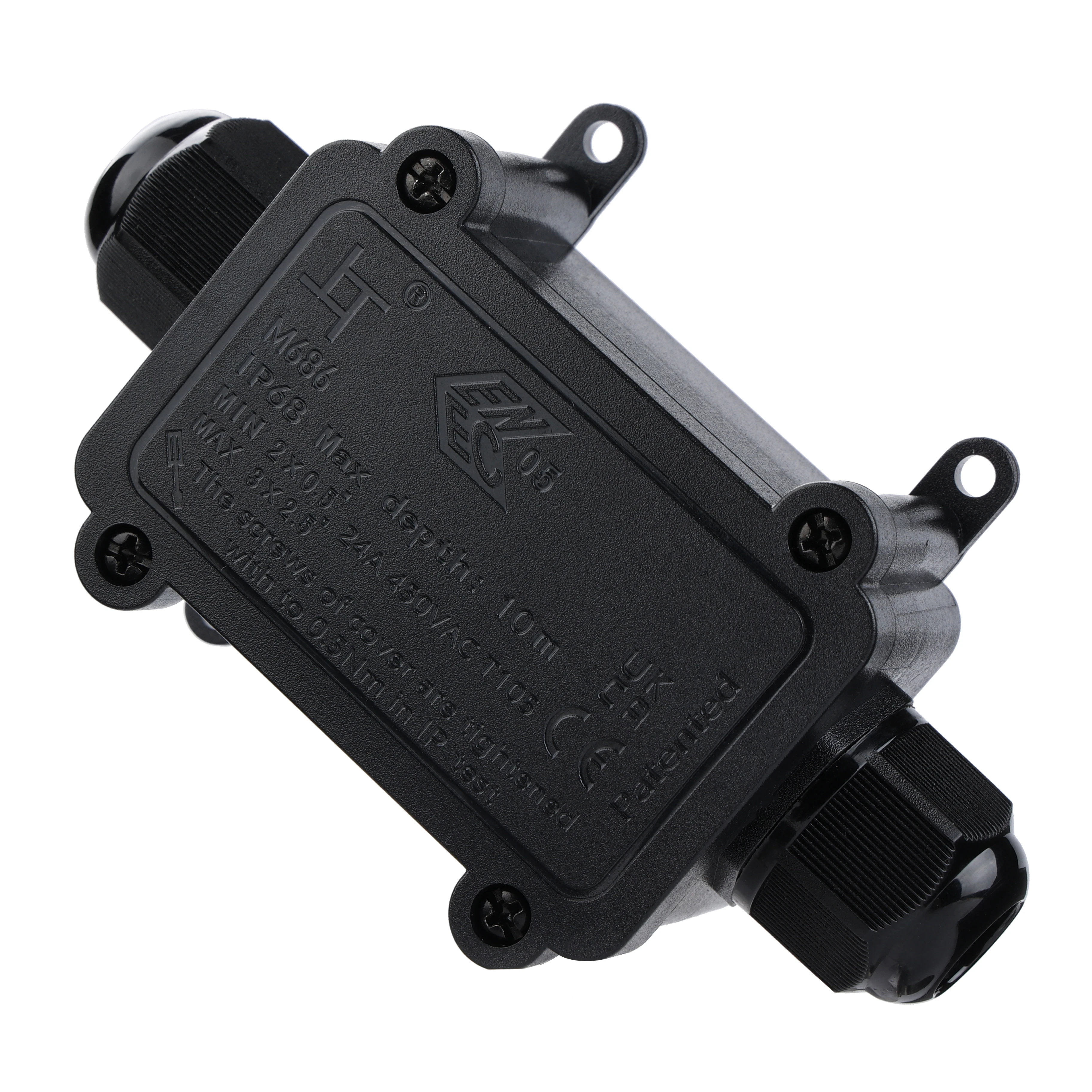 High Quality 1 in 1 Out 2 Way Junction Boxes Product IP67 Waterproof Plastic Electric Junction Box Cable Connector Box