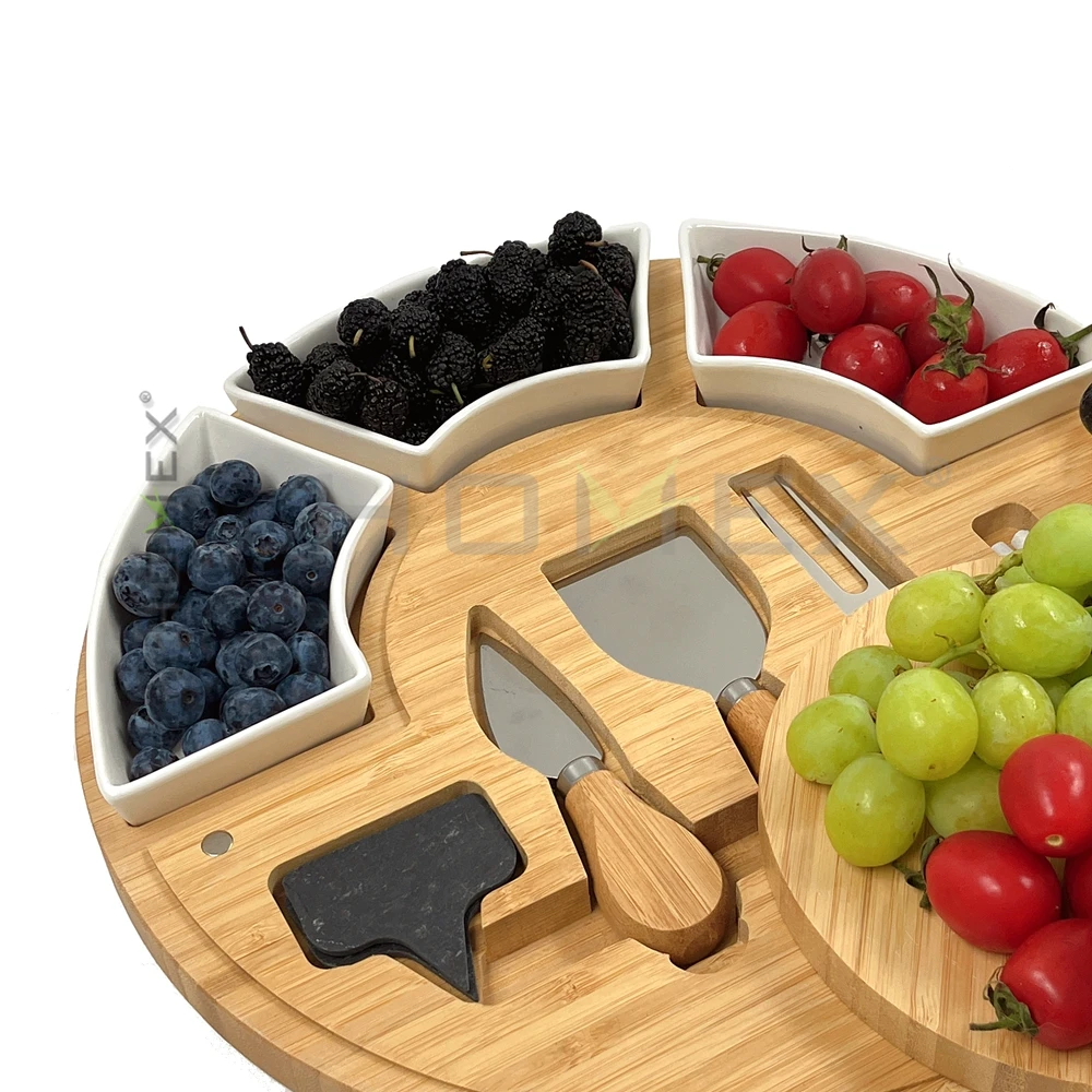 Вращающаяся сервировочная тарелка Lazy Susan из дерева акации для сервировки сыра, крекеров, насадок и продуктов для пальцев.