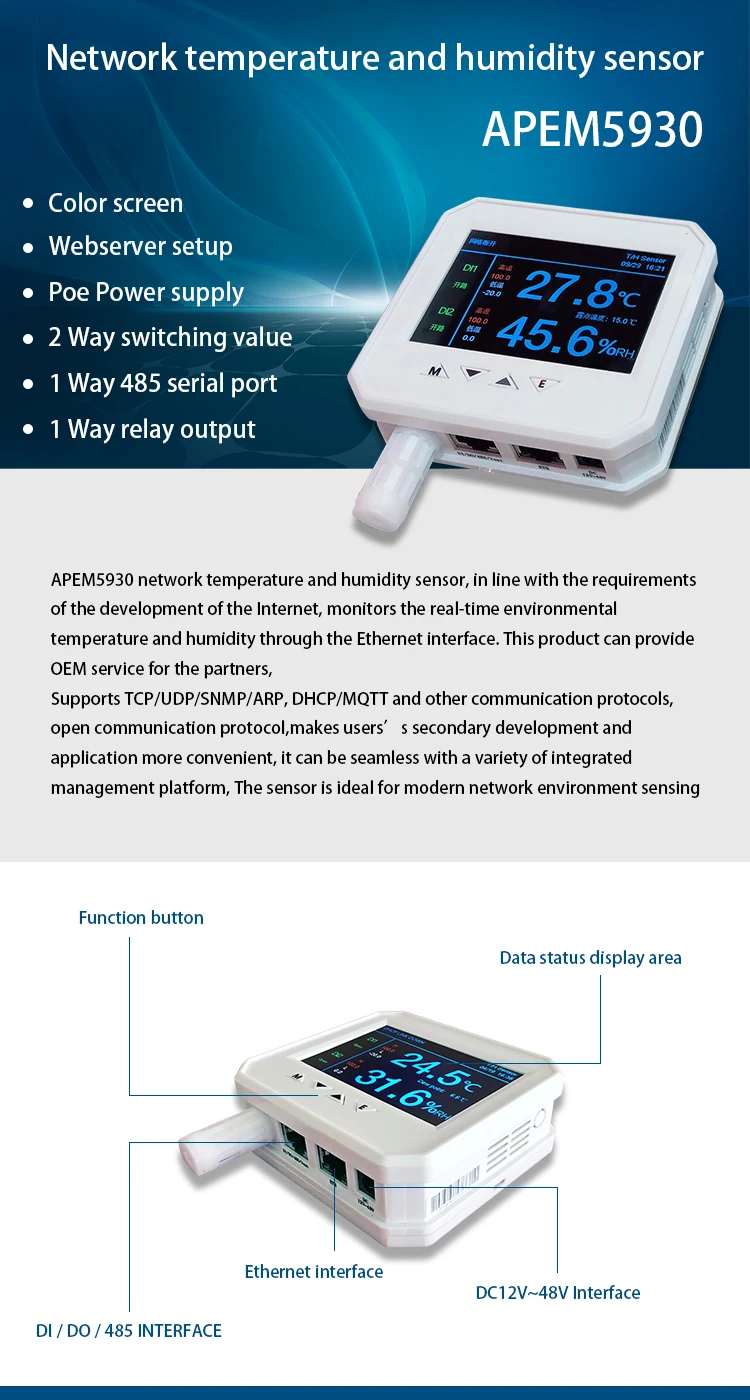 Ethernet Network Temperature And Humidity Data Logger Ds18b20 - Buy ...