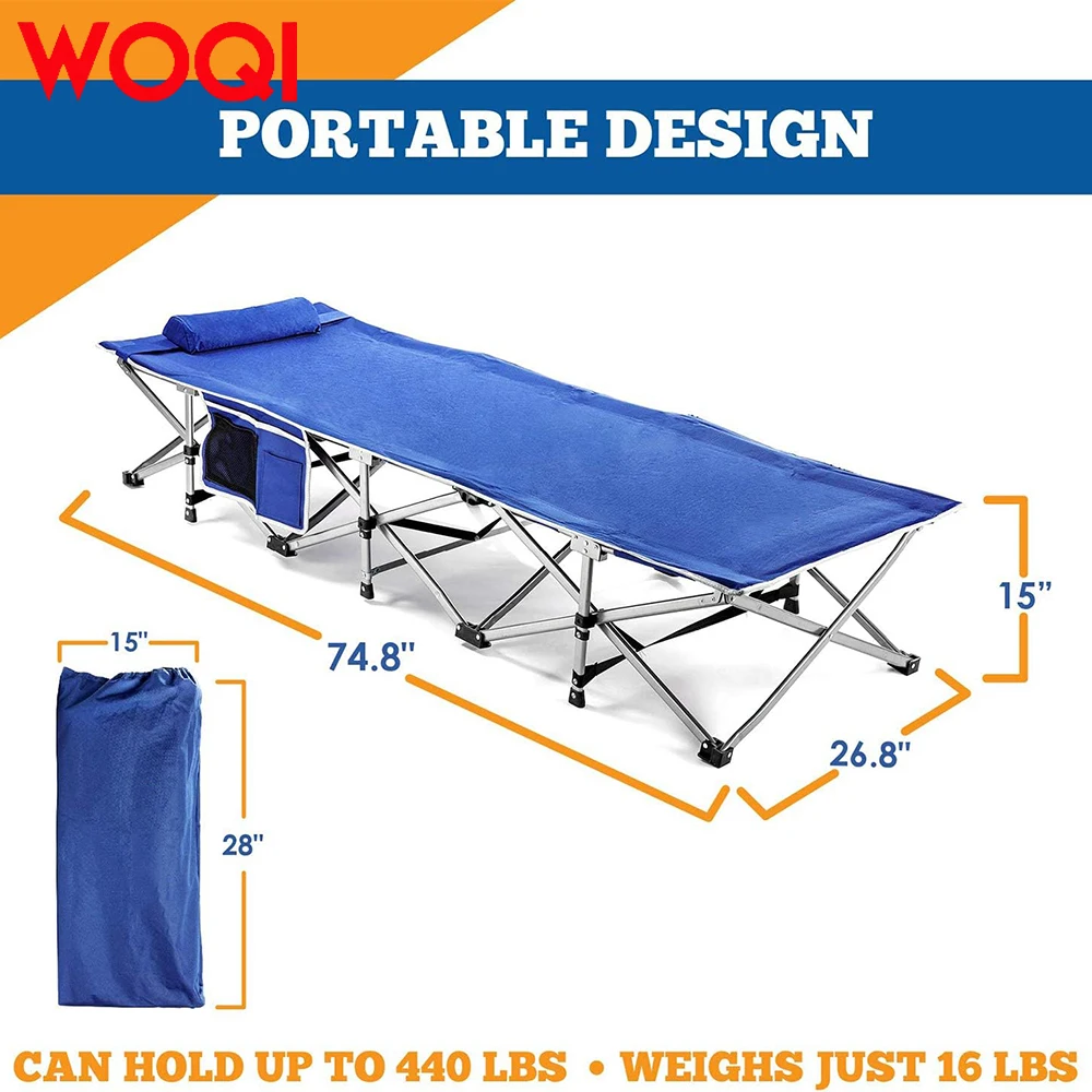 WOQI Luxury Comfortable Extra Heavy Folding Camping Bed Adult Folding Bed