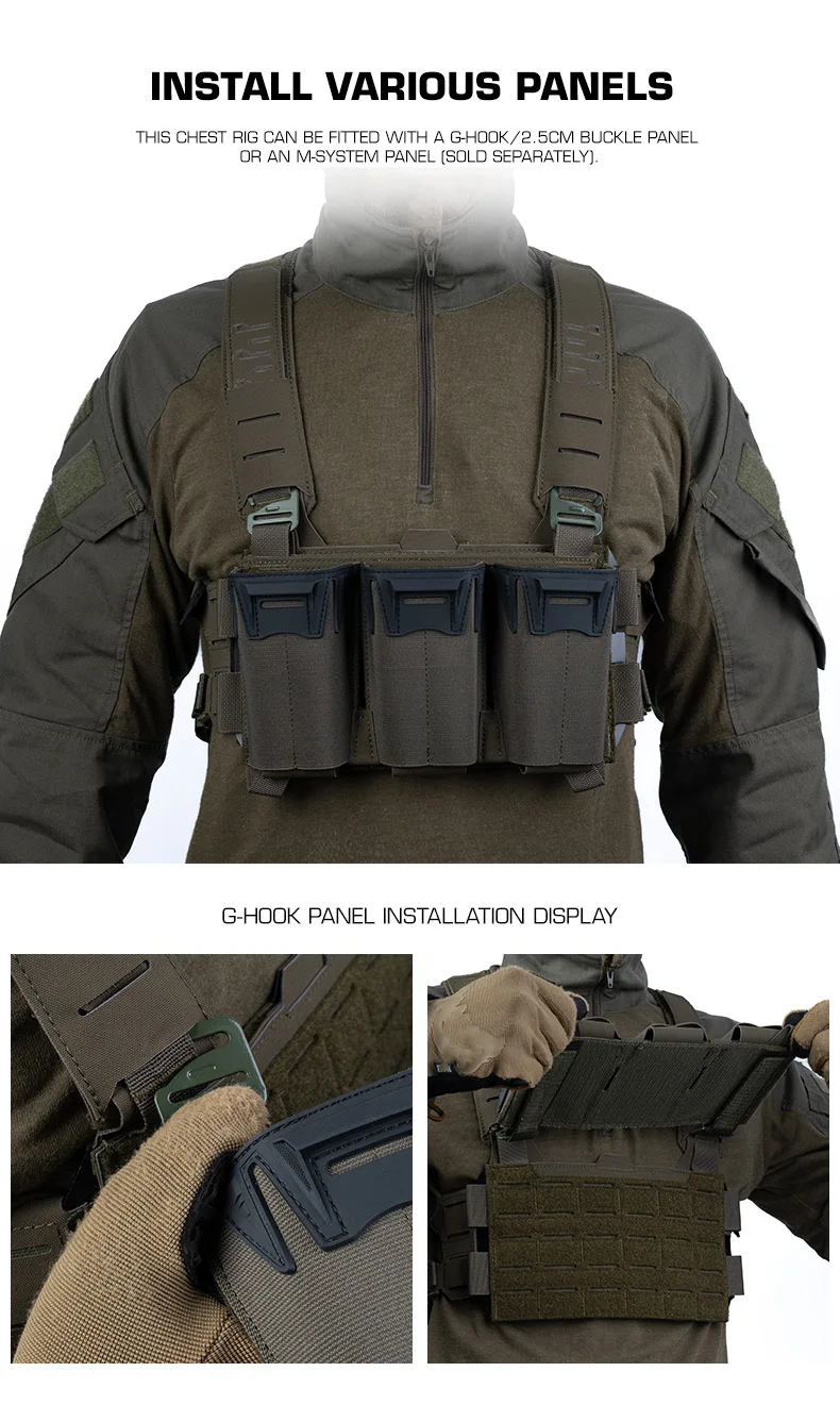 Taktische K-Modular-Brusttasche mit Schultergurten, atmungsaktives Mesh-Gewebe, passend für K-Z Airsoft Placard Admin Pouch – Detail 7