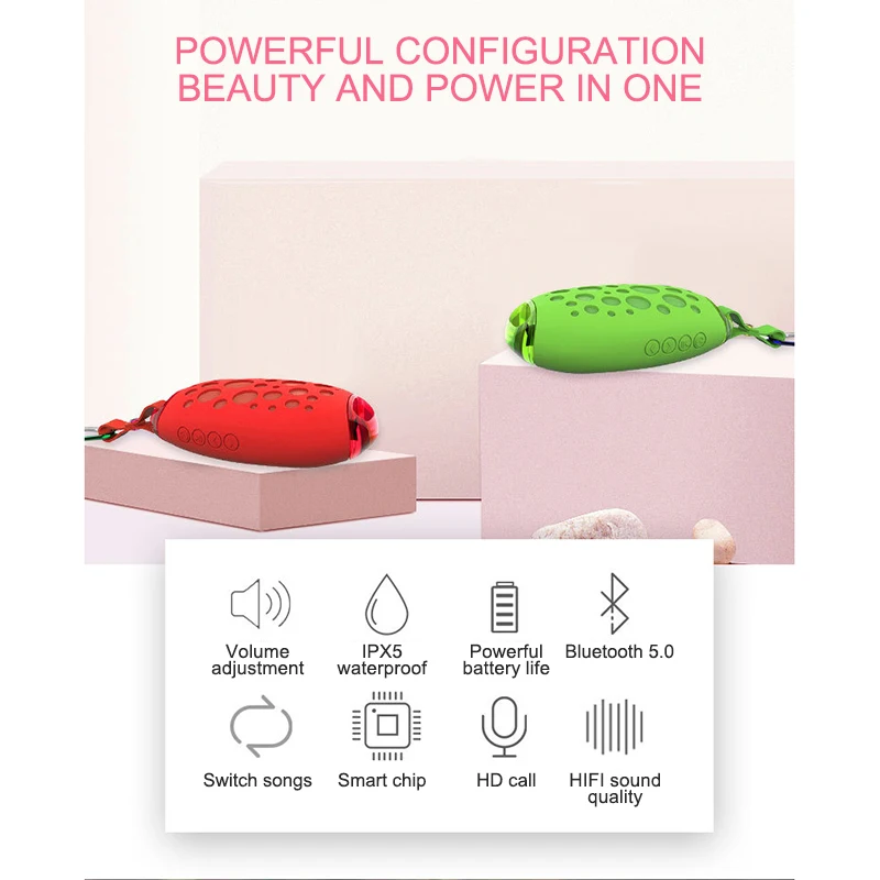 Portable Mini Mango Bluetooth Speaker IP54 Waterproof Wireless MG Outdoor Stereo Speaker With Mic Hook Support Handsfree Call - ANKUX.COM