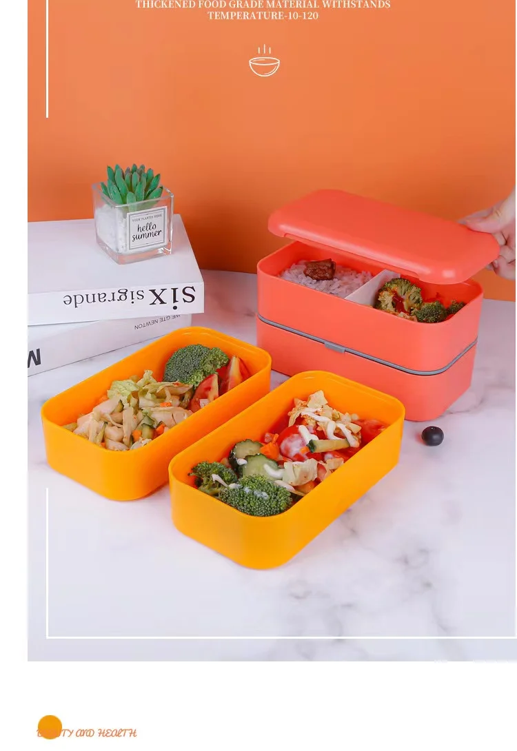 Oem Eco Plastic Bento Lunch Box Food Container For Kids 2 Layer Bento