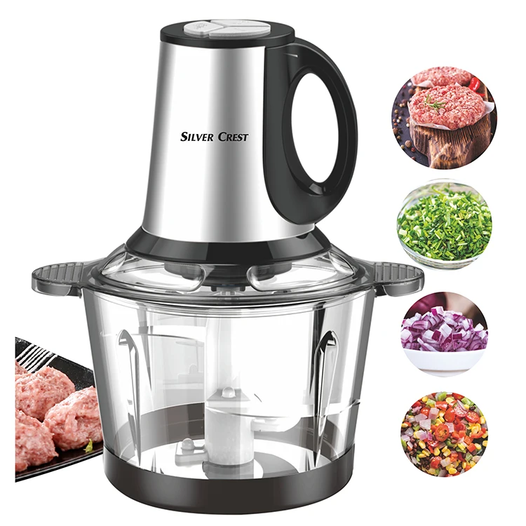 Silver Crest 3l Glass Bowl Grinder For Meat Vegetables Electric Food