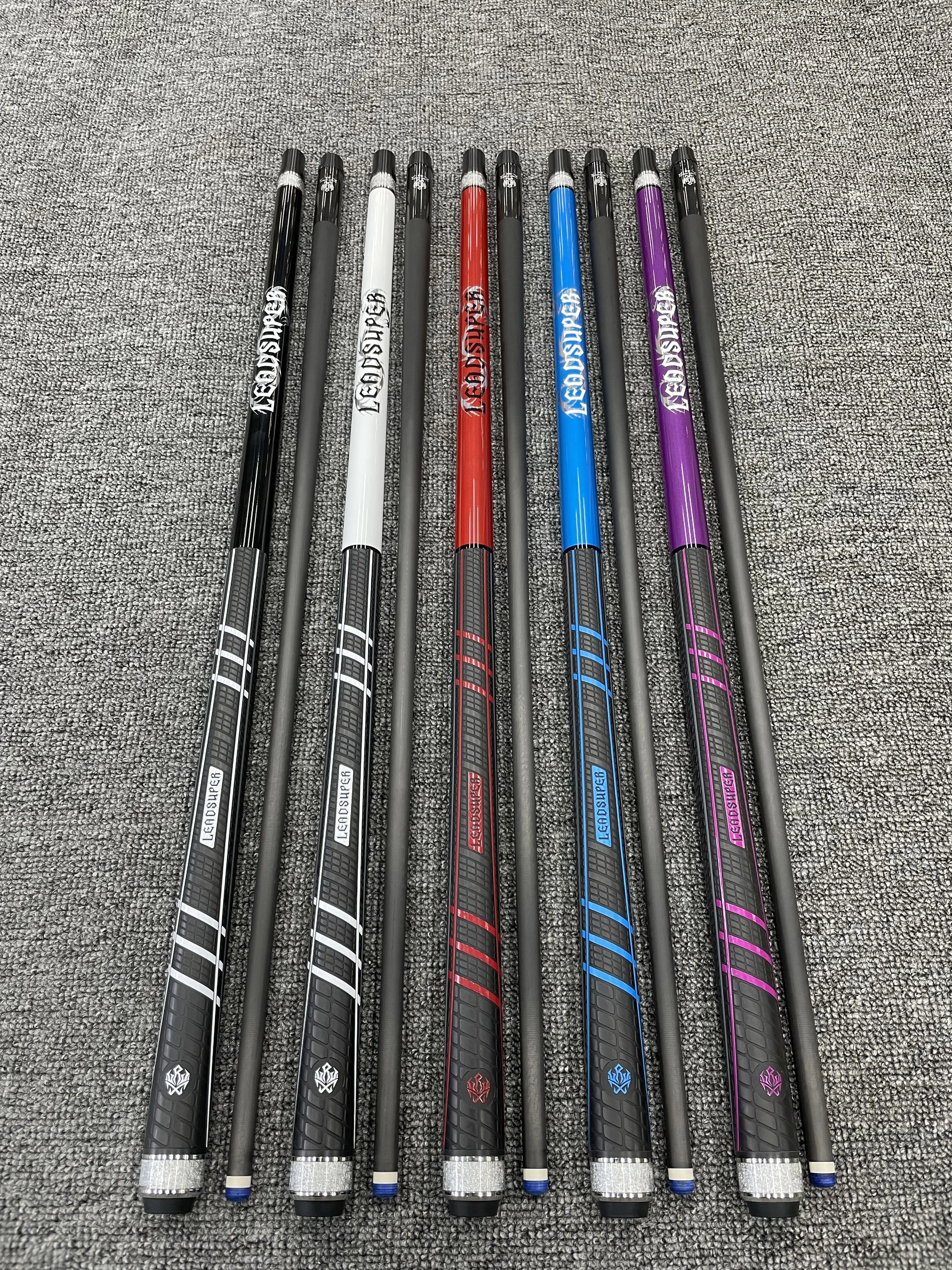 Leadsuper P14 High Quality Steel Joint Carbon Fiber Shaft Anti-slip Rubber Wrap 12.5mm Tip 58" Billiard Pool Cue Stick
