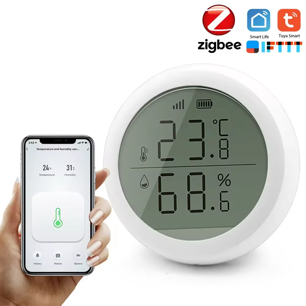 Smart Home Zigbee Tuya Smart Temperature and Humidity Sensor LCD Display Wireless Intelligent Tuya Thermostats Zigbee Detector