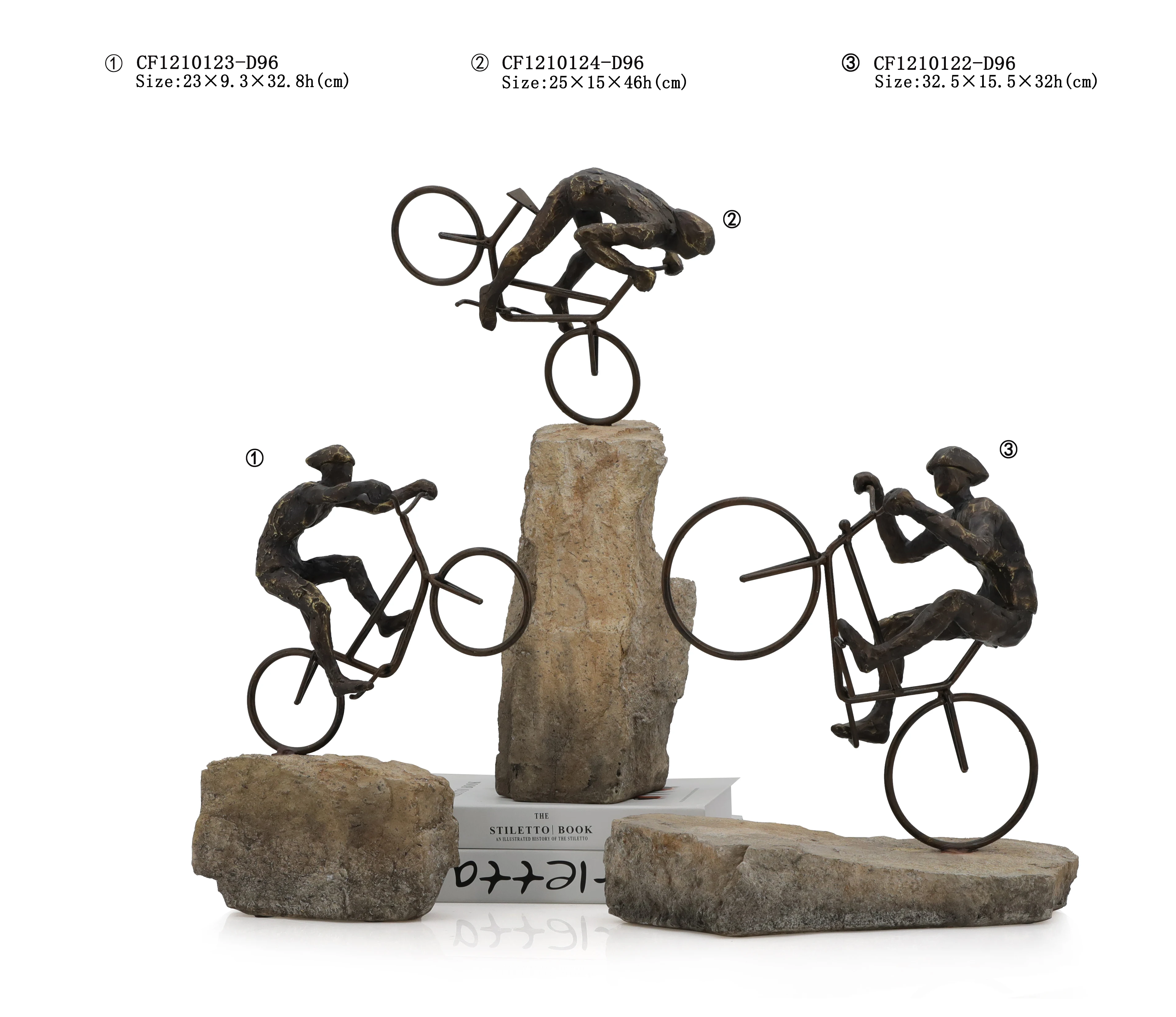 Resin Bronze Abstract Riding Cycling Figurine Metal Bicycle Creative Ornament For Home Decoration Sculpture manufacture