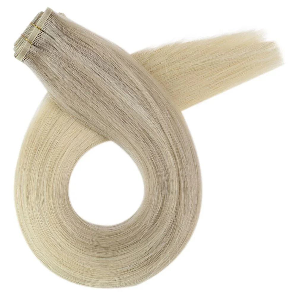 LaaVoo Virgin Flat Silk Weft Haarverlängerung, brasilianisches Haar, nahtlos, zum Einnähen, Bündel_voghion.com
