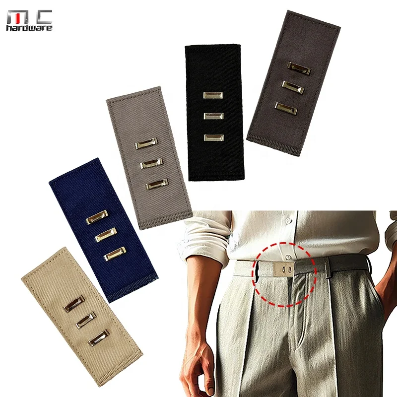3-Level Adjustment Trousers Extended Belt with Button Hook and Eye Waistband Extender for Jeans Pants Button Extenders