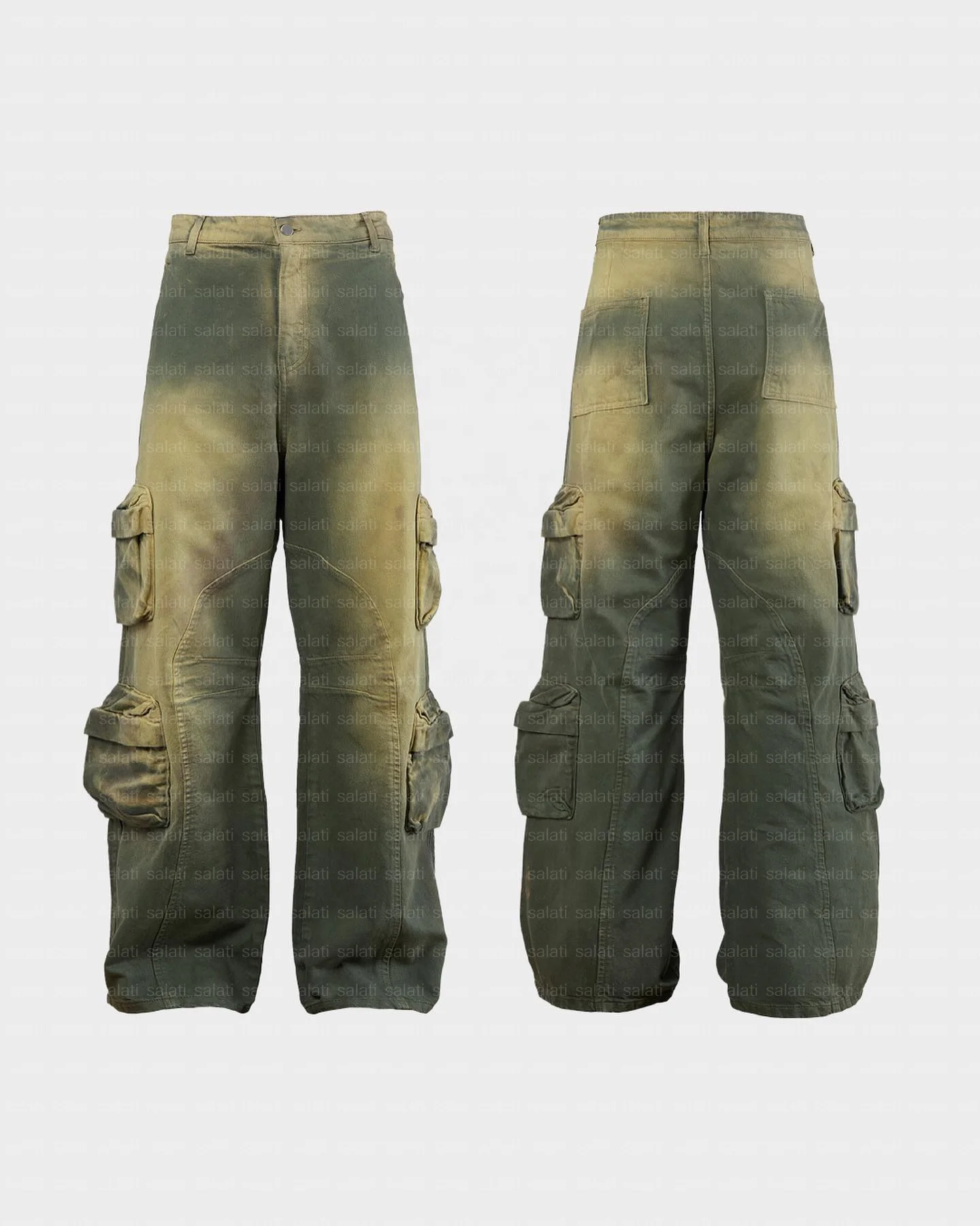 Custom Acid Wash Outfit Streetwear Cargo Work Jacket Workwear Pants Matching Suit Jean Denim Set Men Vintage Two Piece Pant Sets gallery 4