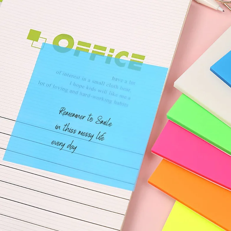 2023 Wholesale Offset Paper 7.5*7.5cm Stationery Office PET Sticky Notes Custom Sticky Notes Memo pad