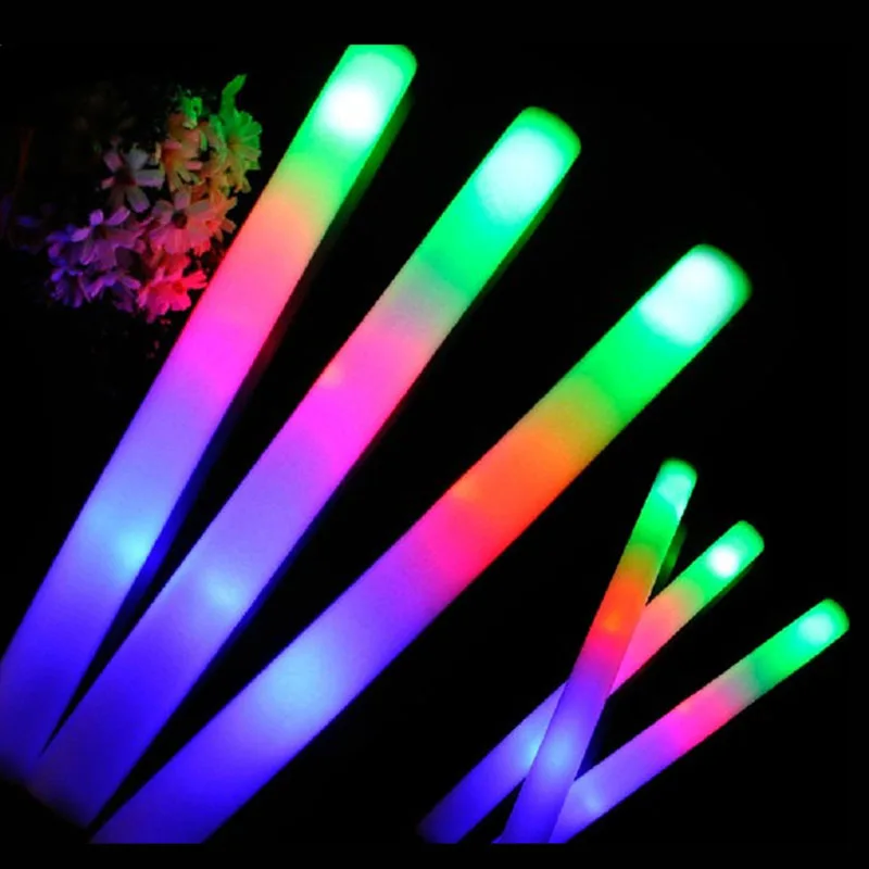 10/20/30/60Pcs Bulk Colorful LED Glow Sticks RGB LED Glow Foam Stick Cheer  Tube