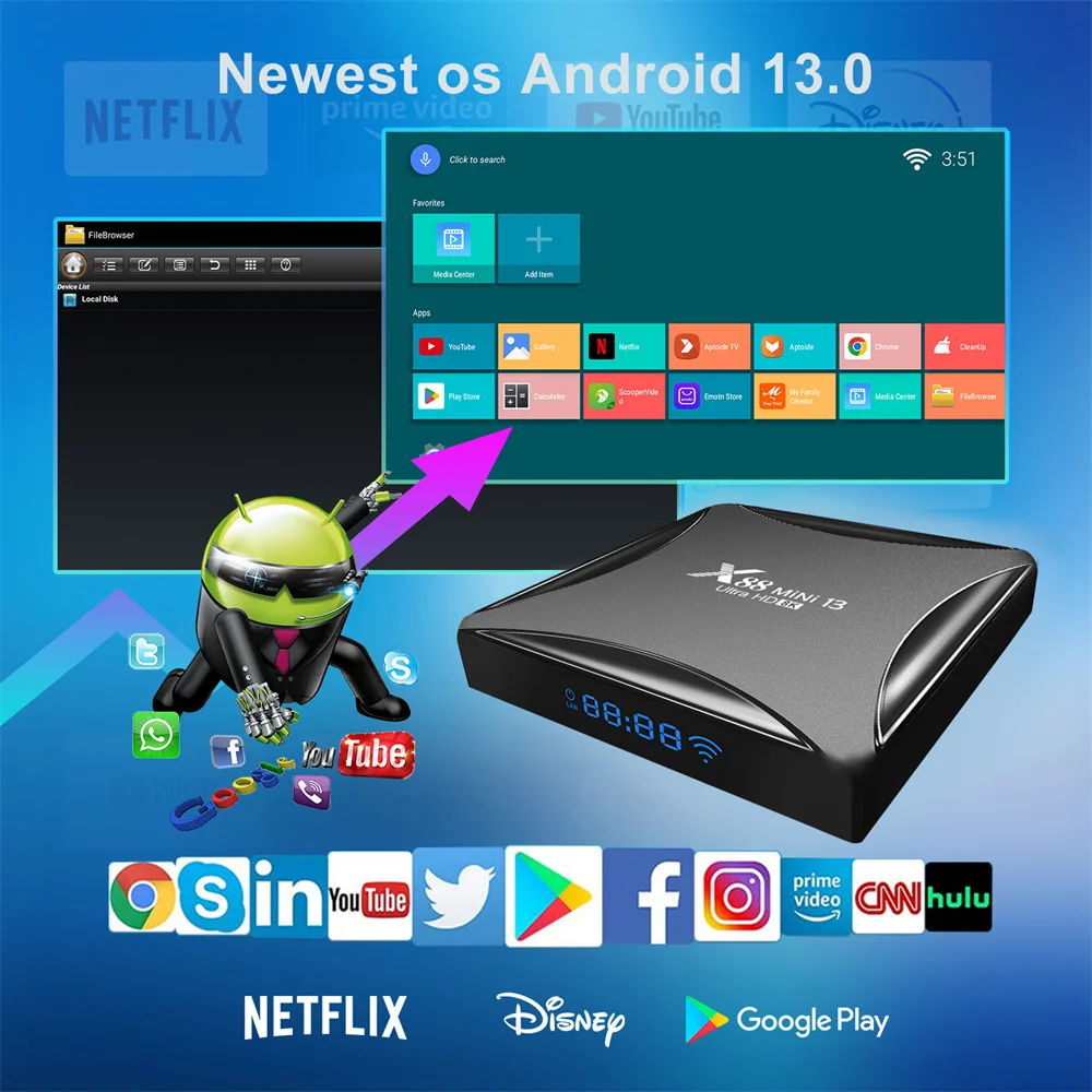 Custom Logo and Firmware New Smart TV Box RK3528 8K Decoder 4K Media Player Android 13 Box for IPTV Digital Signage
