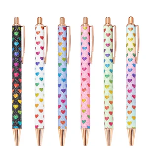 Creative Metal Gift Gold Powder Retractable Ballpoint Pen Logo Printing Available Glitter Pen Sports for Promotional Gift