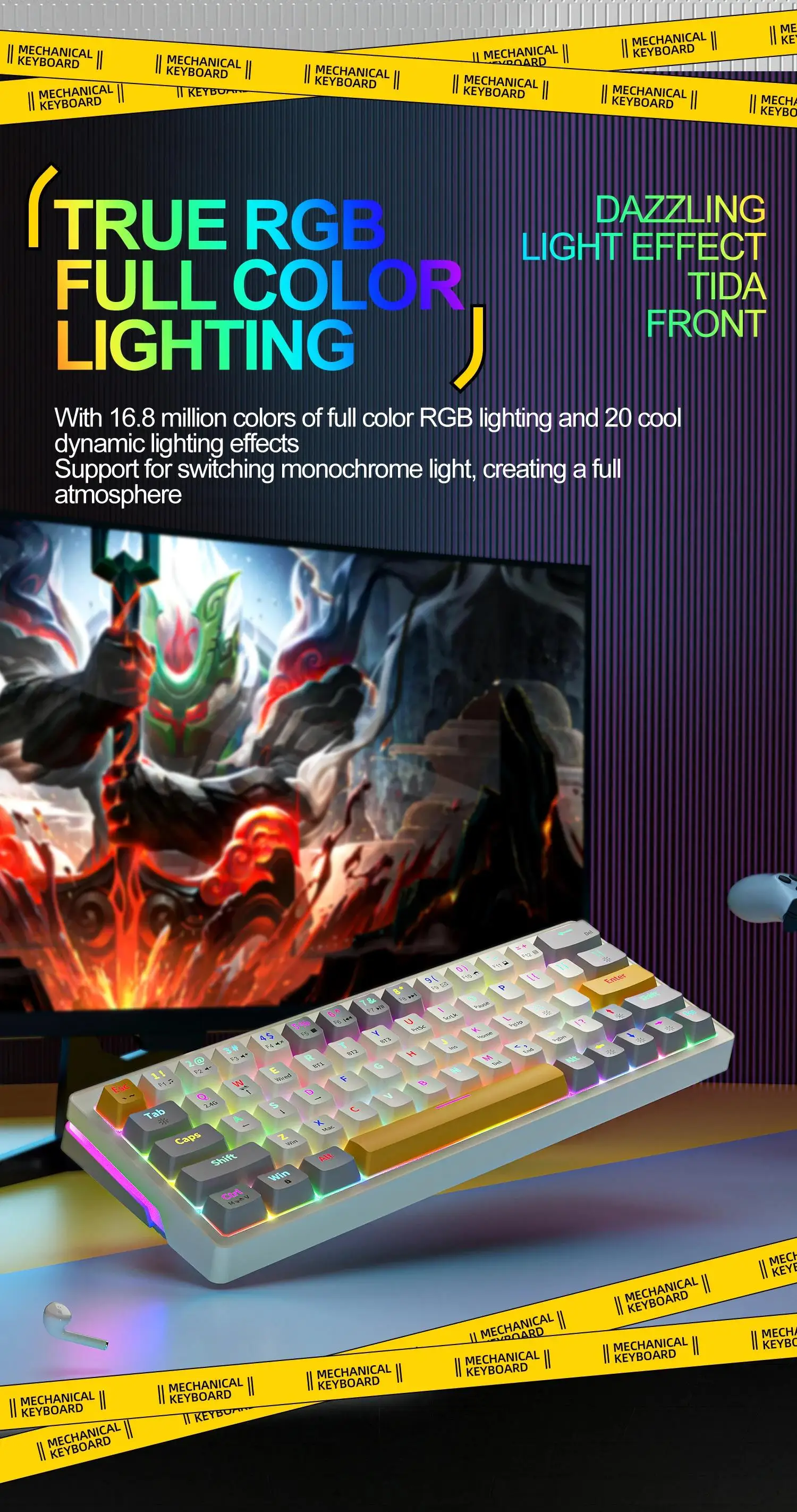 Tgs Key TGS WPBT Bluetooth Mechanical Keyboard - 68 Keys RGB Backlit