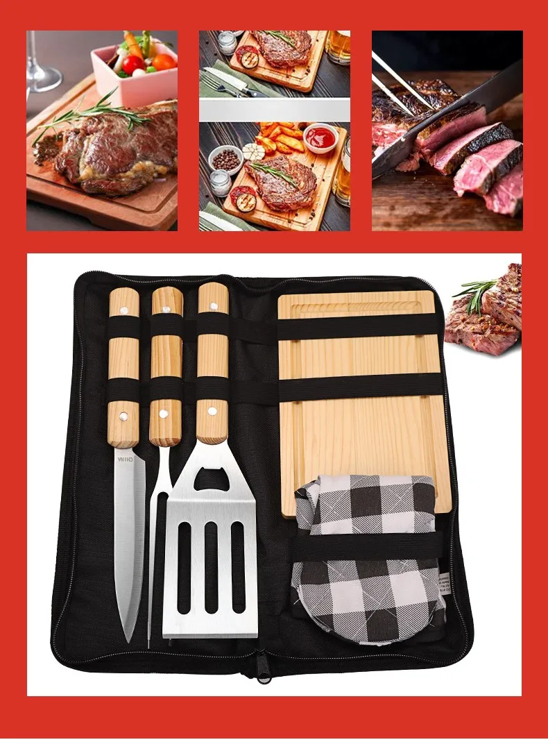 2023 New Design Mini 5pcs Bbq Grill Tool Sets With Wood Handle Buy