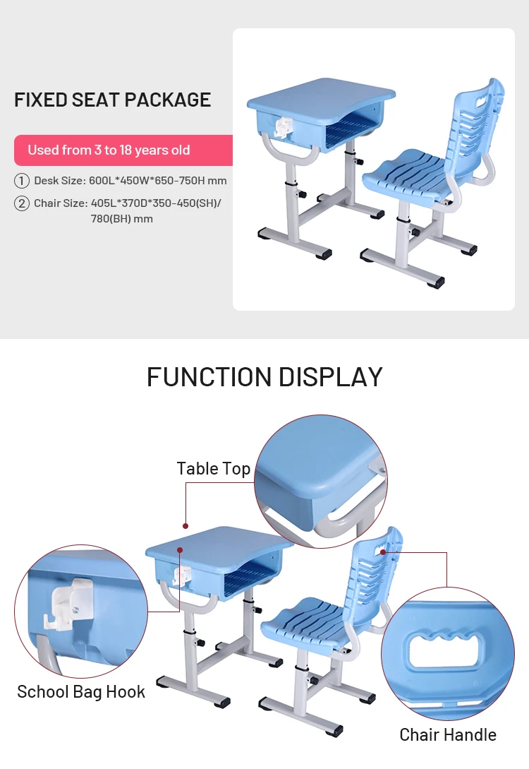 Cheap Abs Classroom Single Student School Desk And Chair Table And