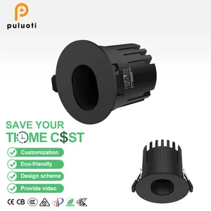 Modern 15W Recessed Ceiling LED Spot Light High Brightness 75mm Elliptical Black Aluminum Wall Washer for Home Hotel Indoor