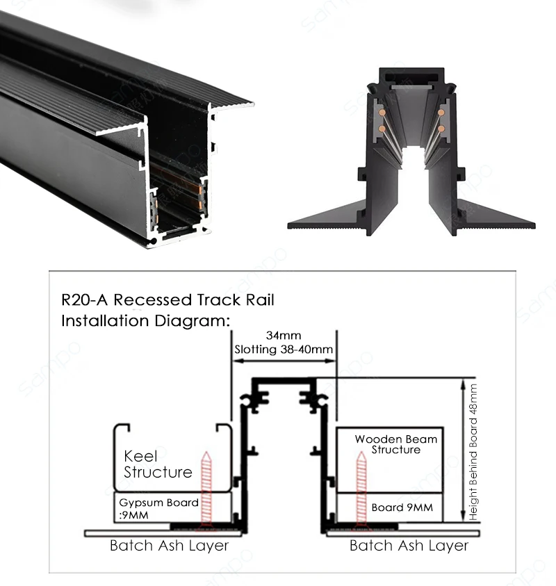 Surface Mounted Dimmable LED Track Lamp 48V Magnetic Linear Track Spotlight Can Embedded Suspension Track Lighting Rail System