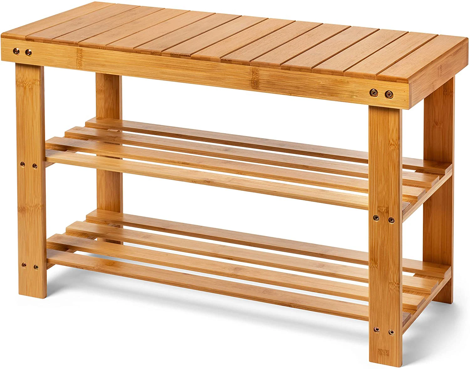 3-Tier Bamboo Sturdy Shoe Rack Bench Shoe Storage Bench Shoe Rack Storage With Bench