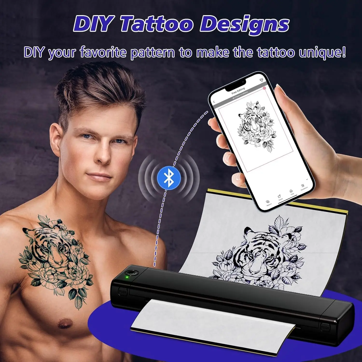 Phomemo M08F ワイヤレス タトゥーステンシルプリンター タトゥー転写