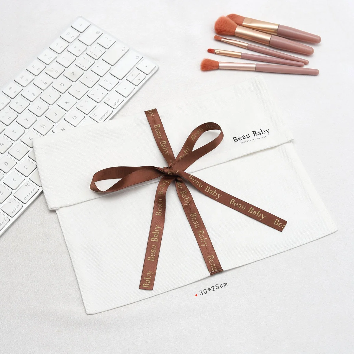 Reusable Custom Logo Printed White Cotton Twill Envelope Pouch Clothes Gift Packing Bag With Ribbon Shoe Handbag Cover Dust Bag