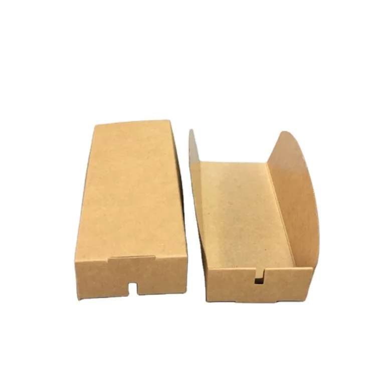 Kraft Paper Hot Dog Box Fried Chicken Nuggets Food Packaging Box Chicken Popcorn Snack Boat white cardboard tray