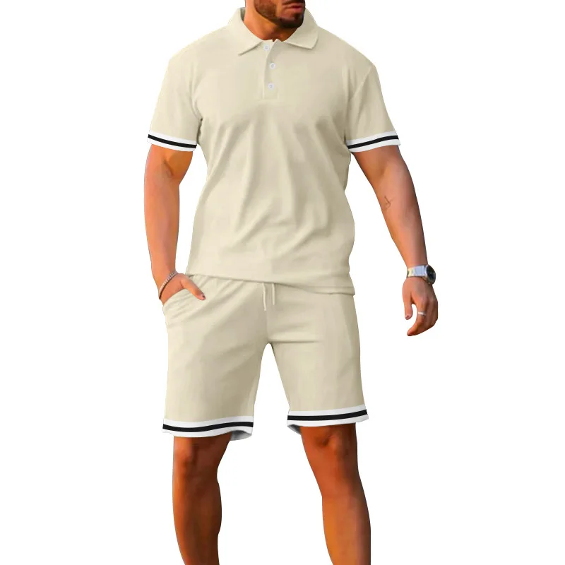 Men Two Piece Set Summer Short Sets for Men Polo Track Sweat Suit Two 2 Piece Jogger Set for Men