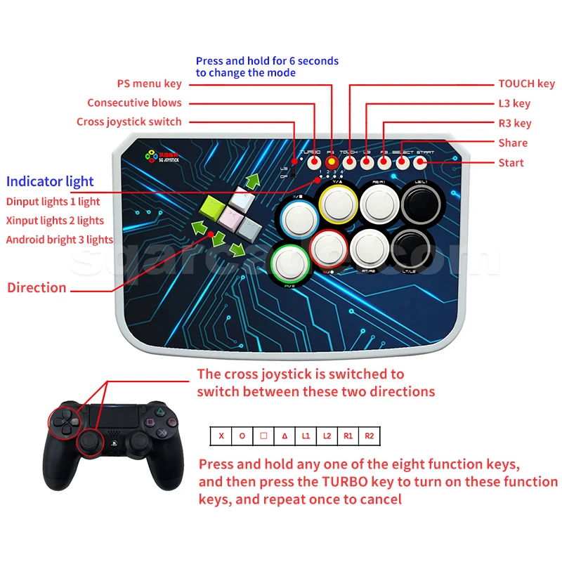 Arcade Fighting Game Joystick for PC Wad Hitbox Style Arcade Game Console Stick Fight Game Controller Button