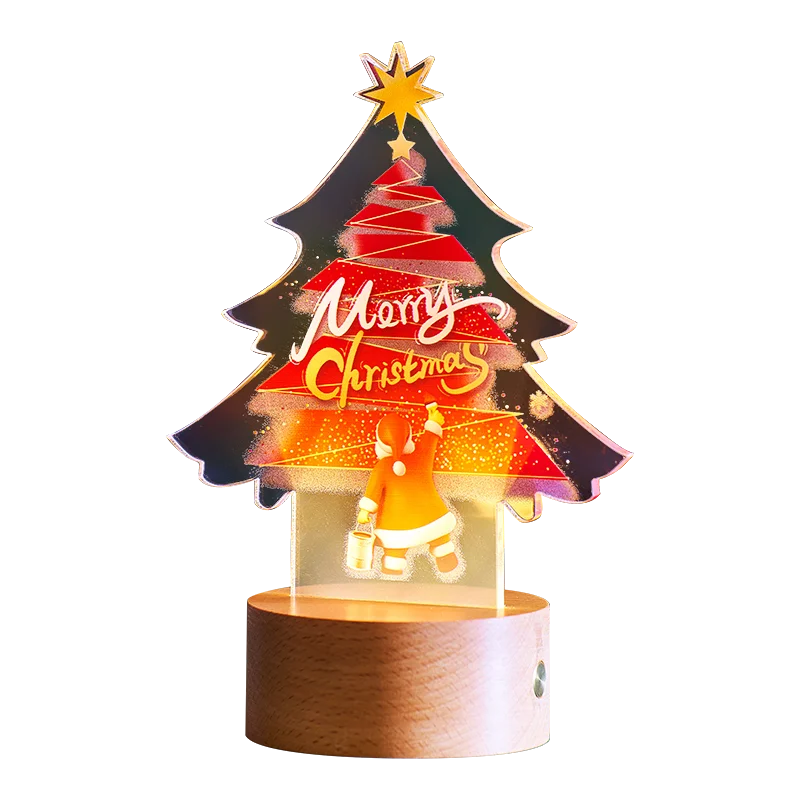 2025 New Arrive Christmas Decorations Supplies LED Light Ornaments Gift Tree Shape Decor Acrylic Christmas Gifts Ideas for Kids