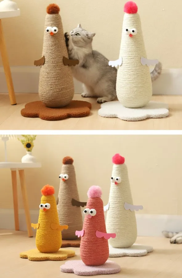 Cute Chicken Shape Cat Scratching Board Vertical Cat Climbing Frame Sisal Cat Scratching Post