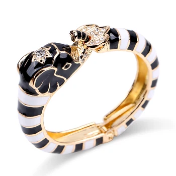 New Animal Style Elephant Statement Bangle Bracelet for Women Inlaid Rhinestone Enamel Cuff Bangle 8 Colors Party Jewelry