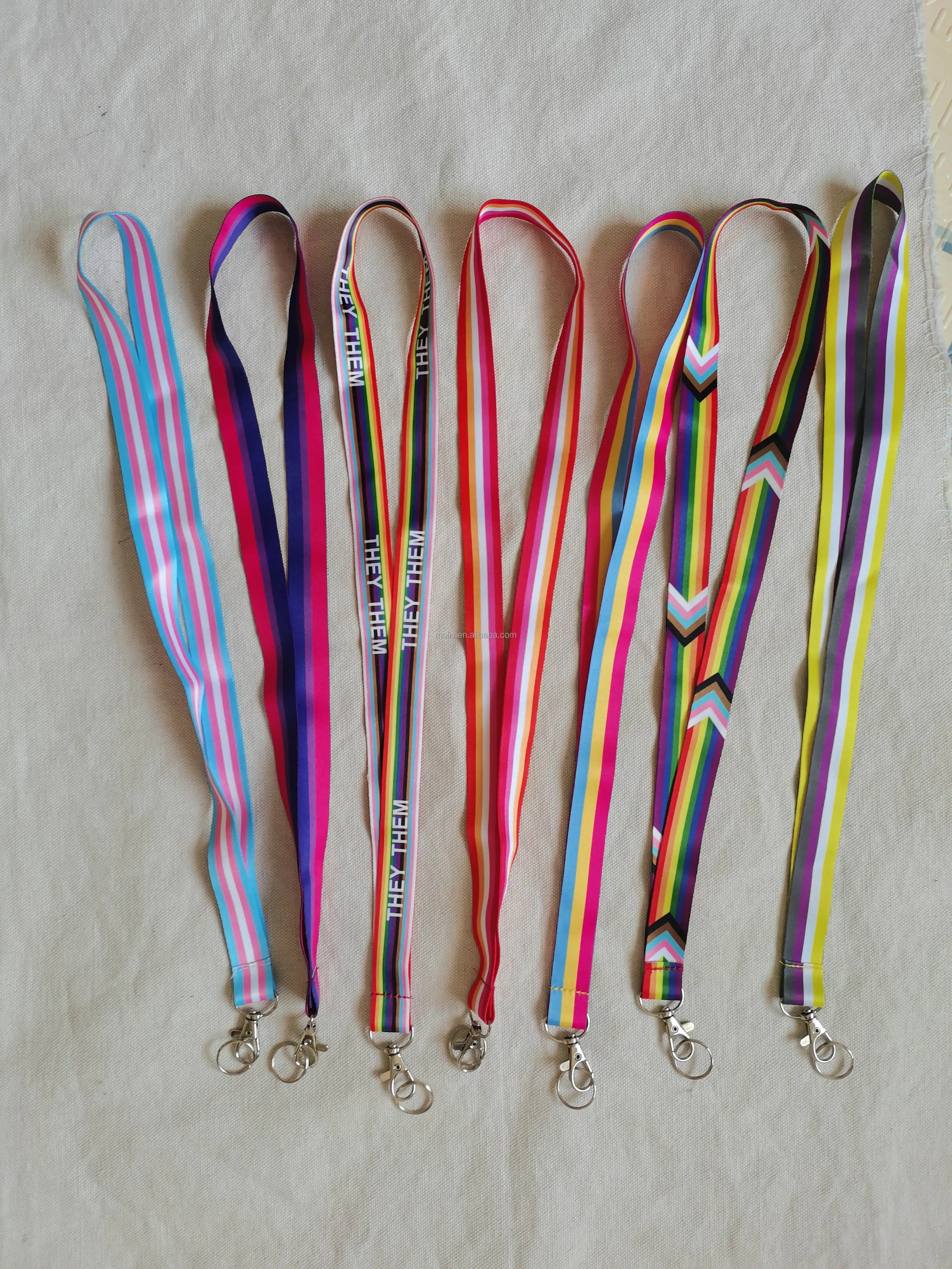 Custom Printing Double Side Printing Palestine Flag Reversible Lanyard